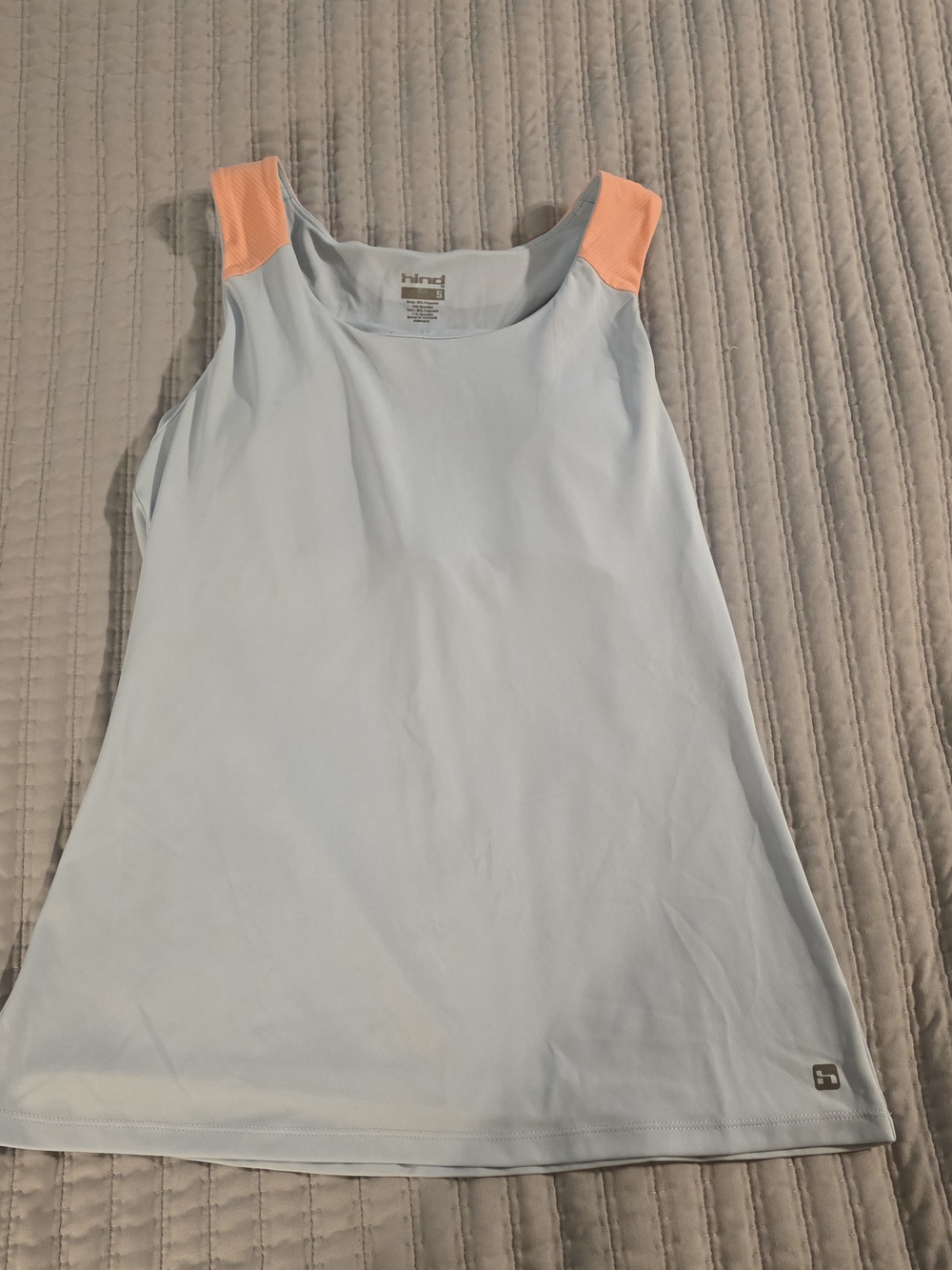 Hind Light Blue Tank with Coral Shoulder Panels